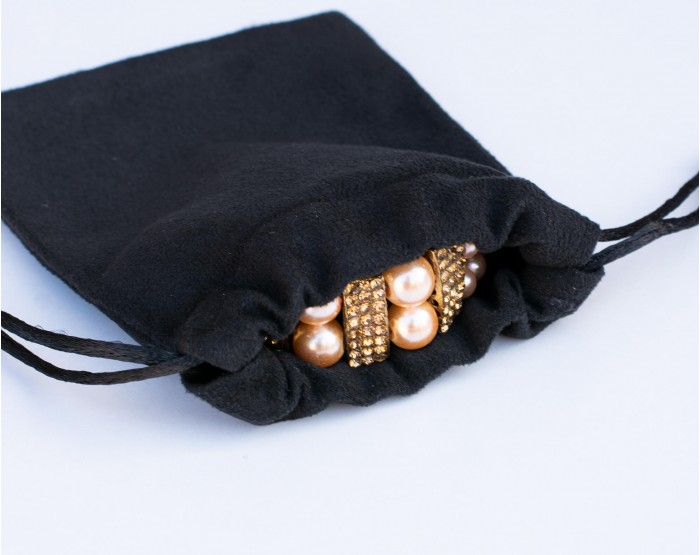 Black Suede Custom Drawstring Pouch Bag | Bagwalas.net